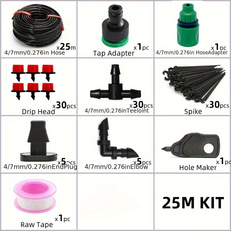 Adjustable PVC Micro Drip Irrigation System Kit for Garden Plant Watering 5-40m