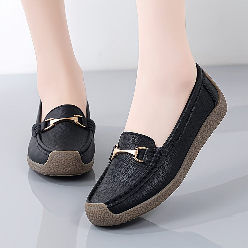 Women's Flat Loafers Casual Slip-On Shoes Lightweight Solid Color Mary-Jane