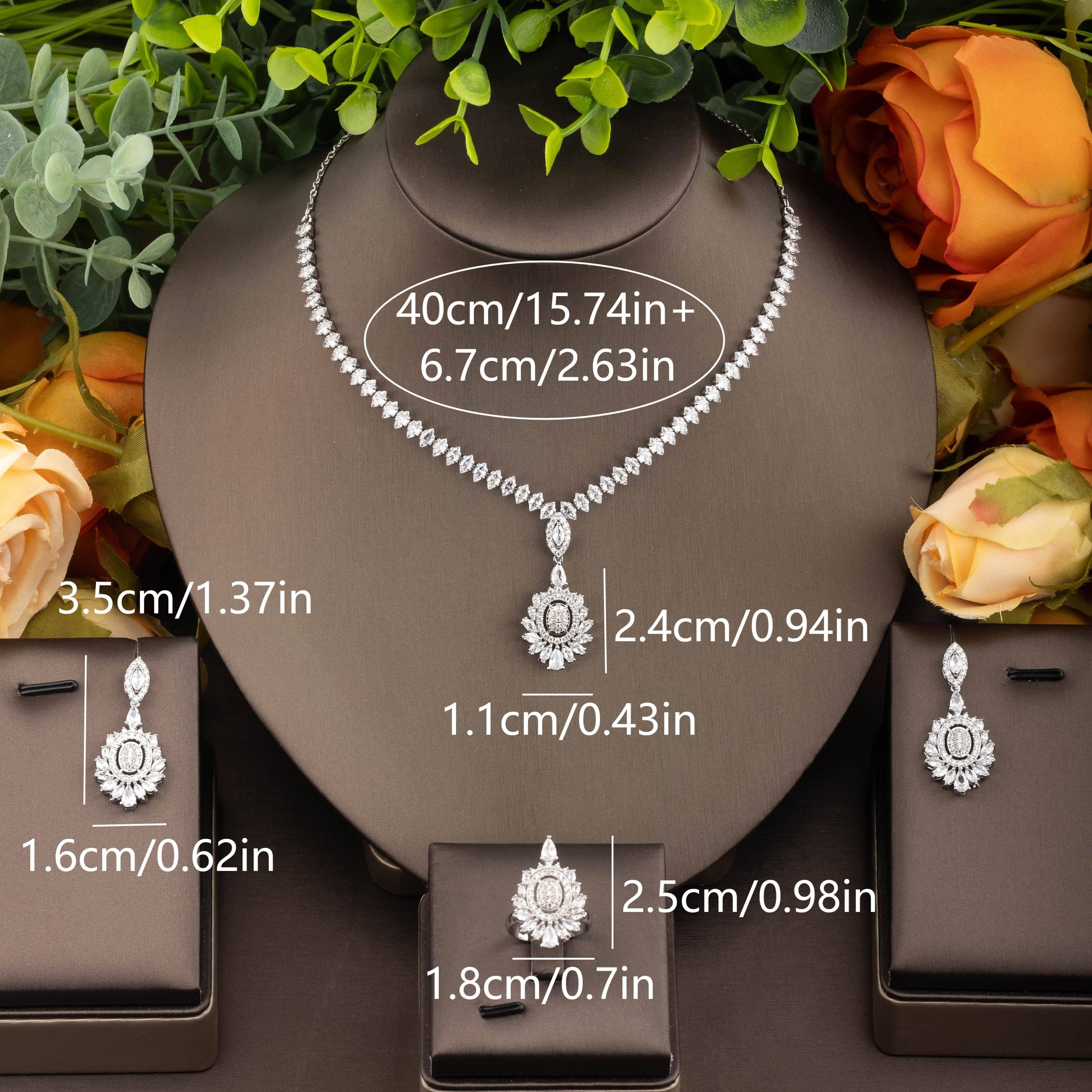 Ayollar uchun mo'jizaviy inlay qilingan kubik zirkoni pendant marjon, taqinchoqlar va uzuk to'plami, banketlar uchun mukammal