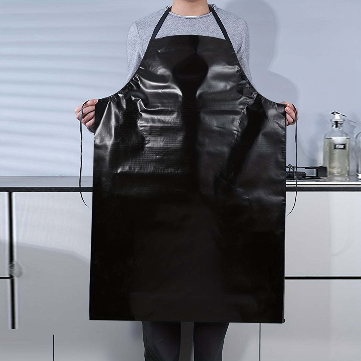 Durable PVC Apron with Adjustable Straps and Pockets for Cooking Gardening