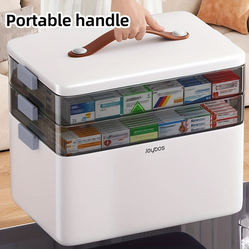 Caja de almacenamiento de primeros auxilios, resistente al agua, de plástico, con múltiples compartimentos y ventana transparente