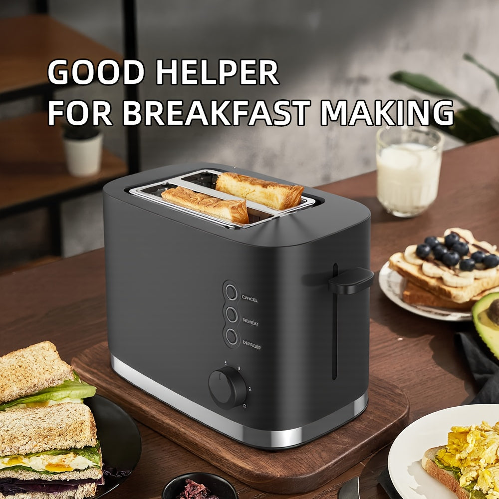 220V Черный тостер для дома, портативный, двухслойный, против заедания, современный дизайн