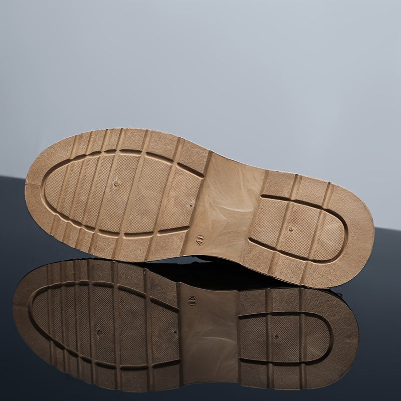 Men's Work Boots Leather Casual Anti-slip Lace-up Short Boots for Outdoor Activities