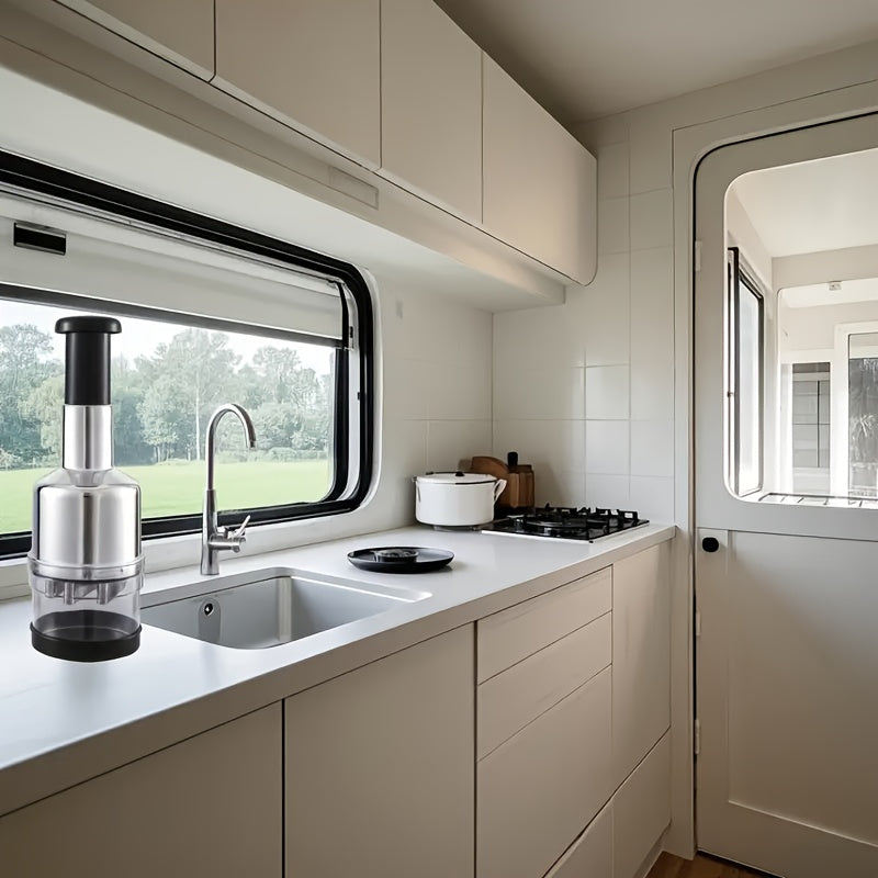 Prensa de ajo de acero inoxidable, picadora de alimentos para cocinas de autocaravana, decoración interior