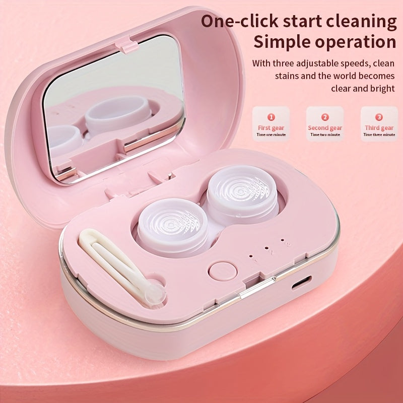 Limpiador de lentes de contacto con temporizador LED, limpieza automática, 4 velocidades, portátil, carga USB