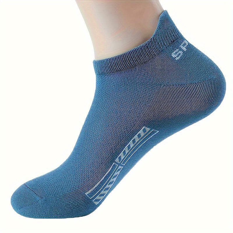Calcetines tobilleros sólidos para hombre, 5 pares, transpirables y cómodos para uso al aire libre