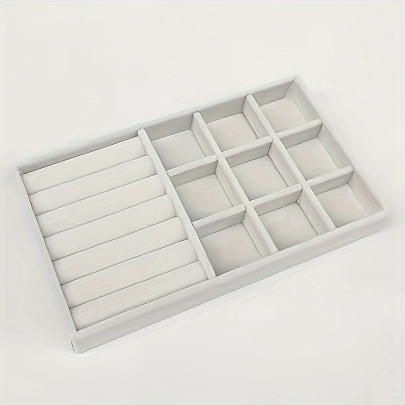 Flannel Jewelry Organizer Tray with Stackable Drawer Dividers for Earrings Necklaces and Bracelets