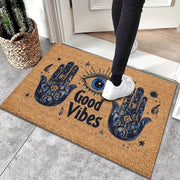 Non-Slip Evil Eye Welcome Mat Indoor Outdoor Polyester Rubber Backing
