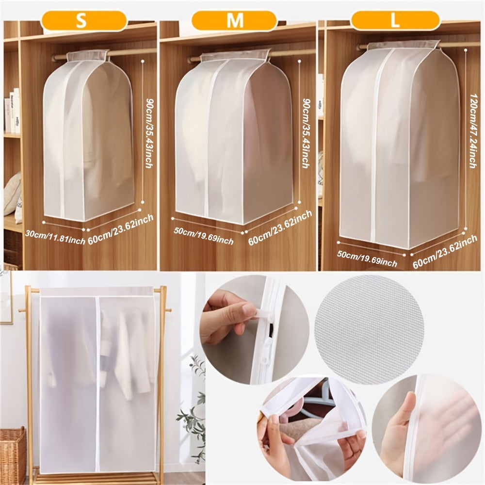Lightweight Translucent Garment Cover Waterproof Dustproof with Zipper and Straps 60x50x120 cm