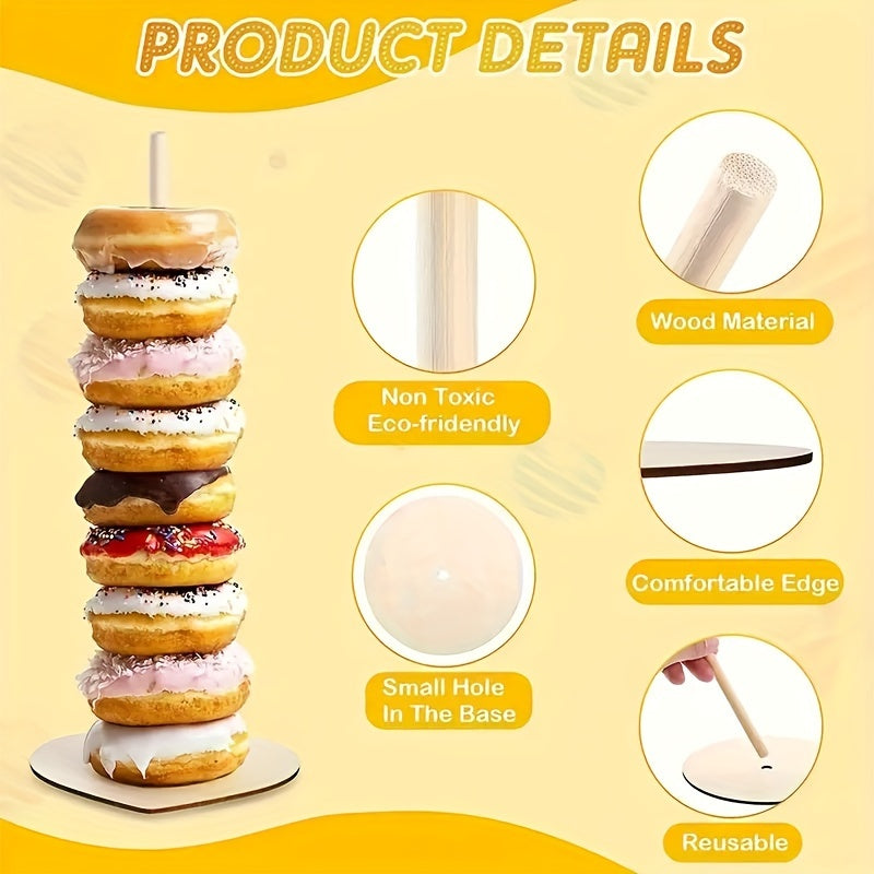 Wooden Donut Holder Display Stand for Weddings and Parties Detachable Design