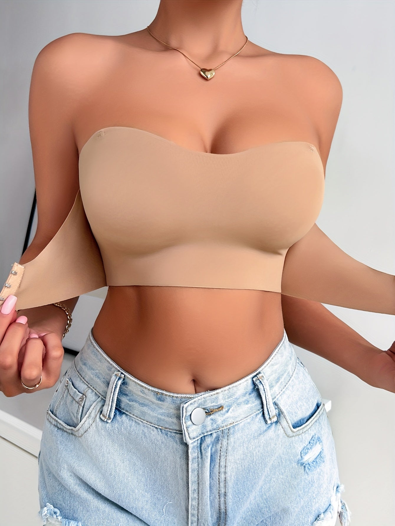 Women's Wireless Strapless Bandeau Bra with Support