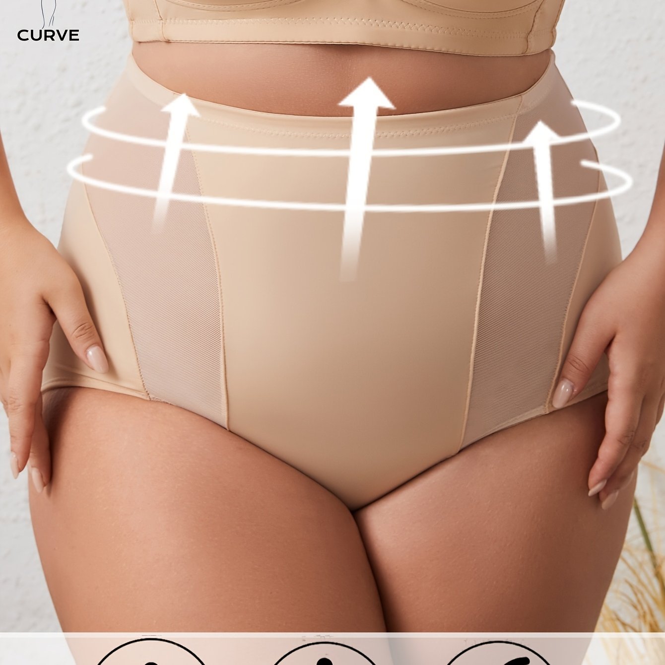 Women's High-Waist Shaping Briefs Plus Size Tummy Control Breathable Mesh