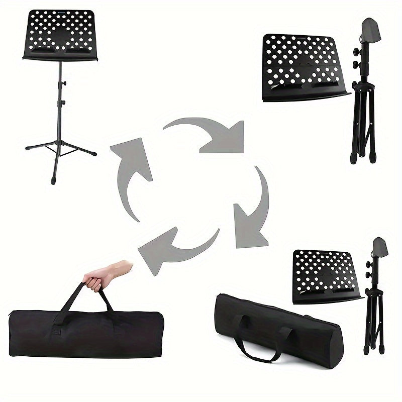 Foldable Music Stand with Adjustable Height Alloy Frame Black for Sheet Music