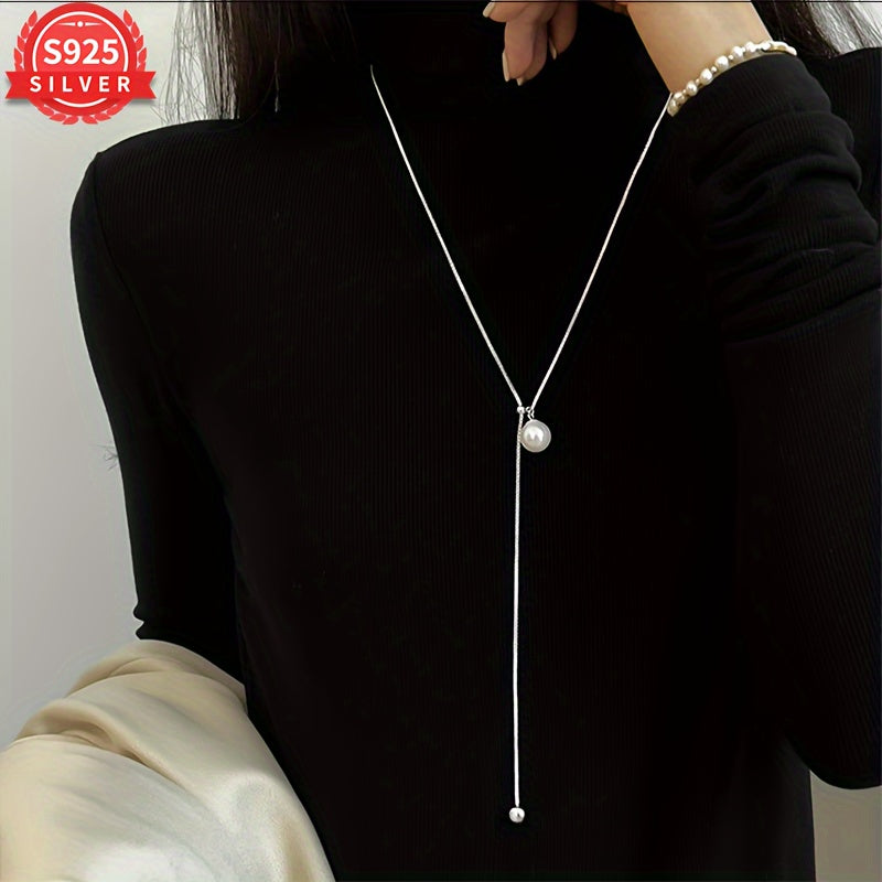 Women's Silver Y-Necklace Adjustable Hypoallergenic Minimalist Jewelry
