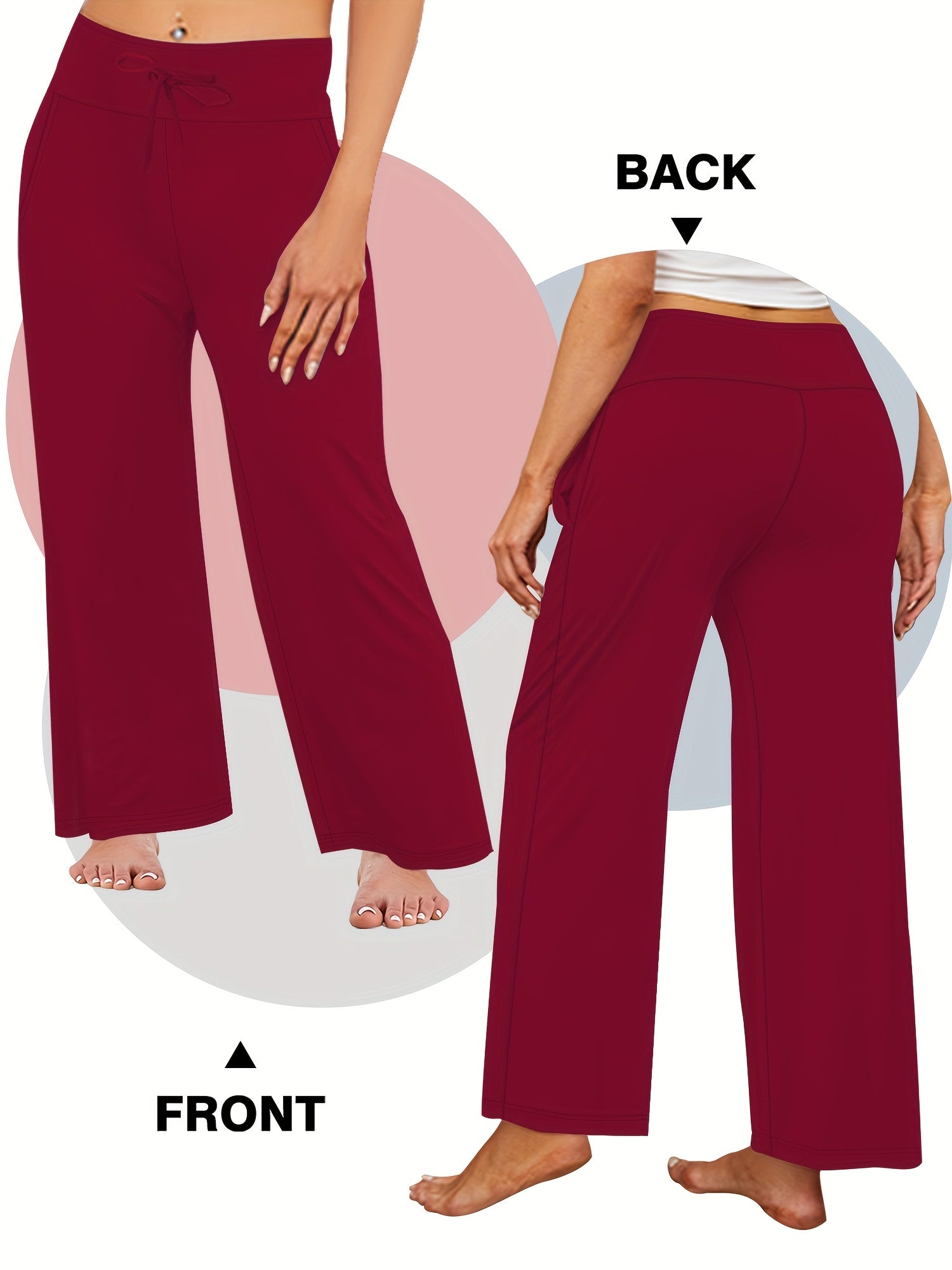 Plus Size Women's High-Stretch Wide Leg Yoga Pants with Pockets