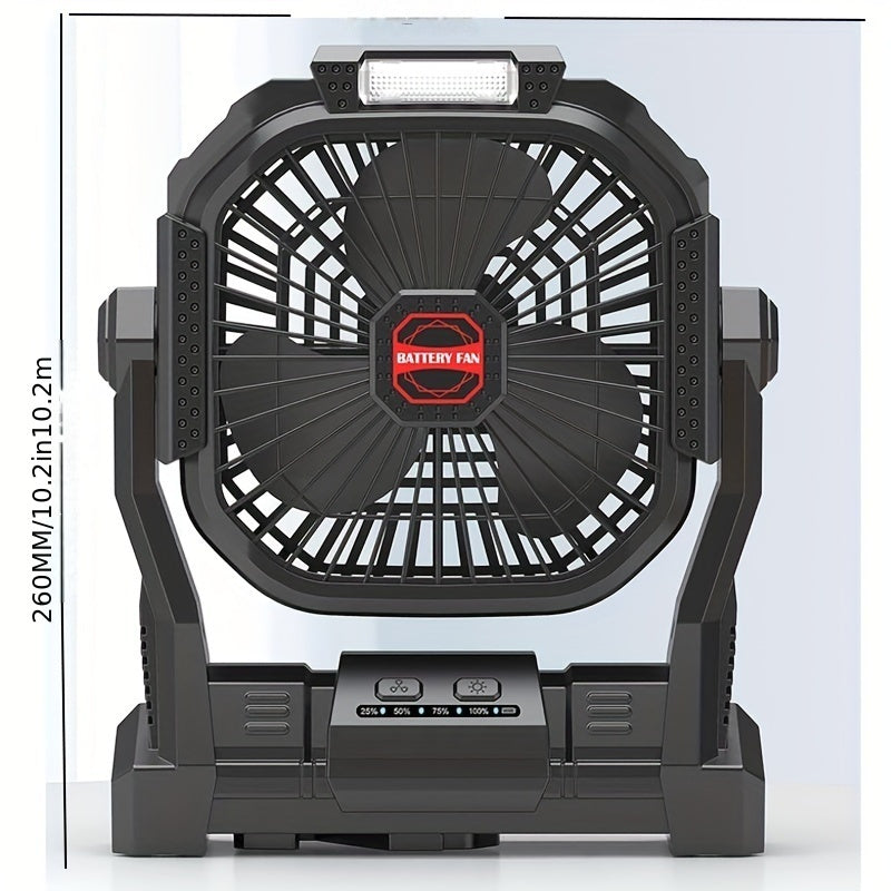 Portable Personal Fan with LED Light and Hook, USB Rechargeable, 4 Speeds