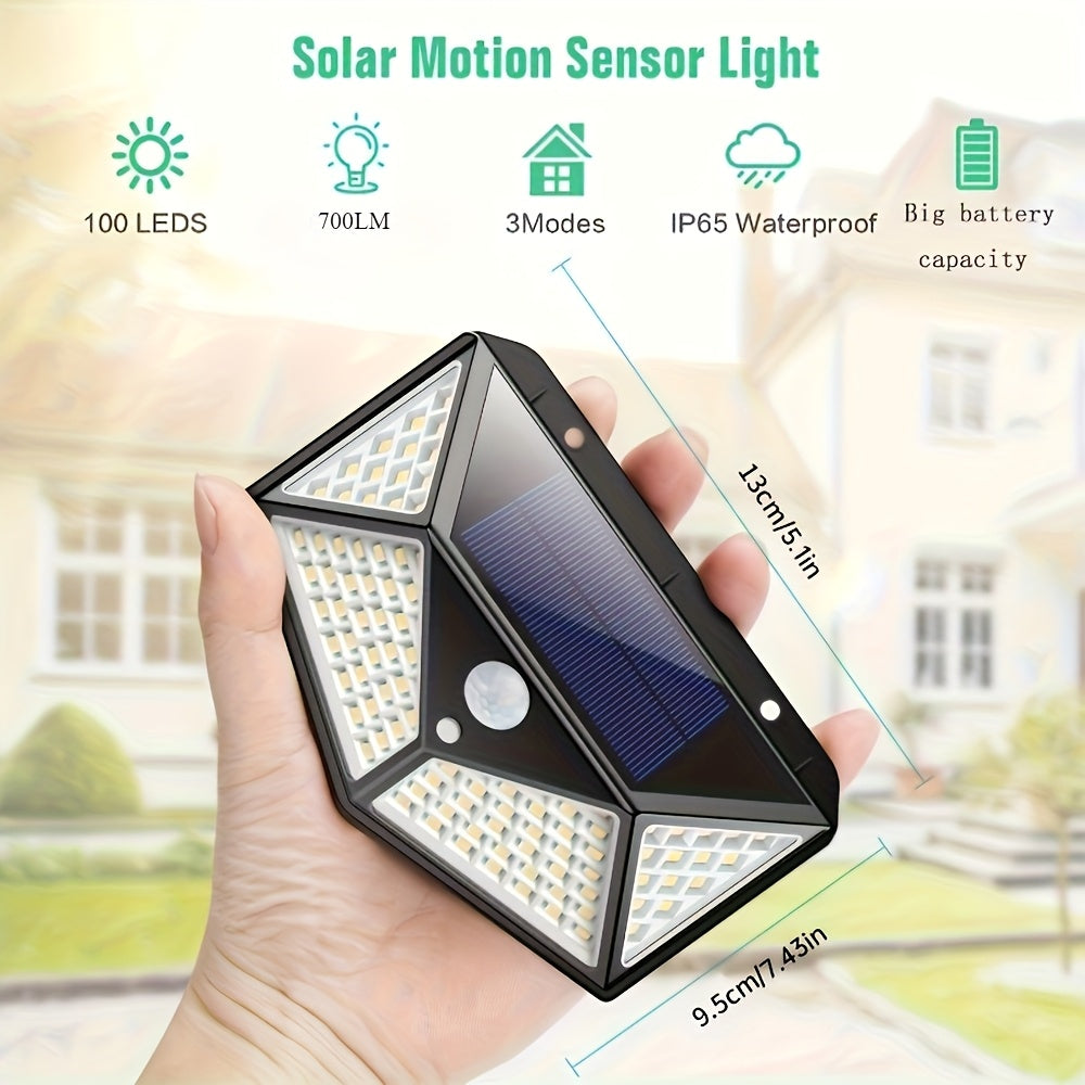 Outdoor Solar Wall Light with Motion Sensor, Four-Sided Lighting, Yard Garden Patio Fence Driveway Pathway, 4-12 Pieces