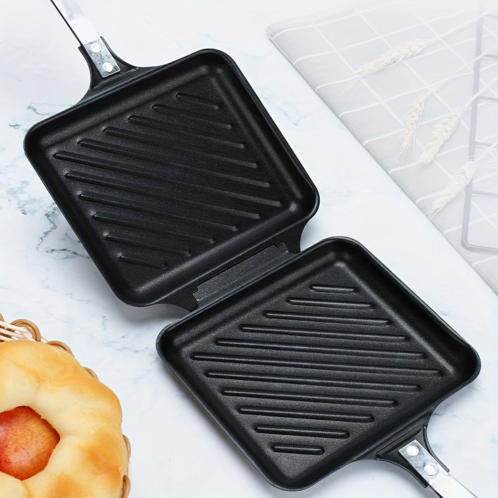 Stovetop Sandwich Maker Non-Stick Plates for Gas and Induction Stoves Black