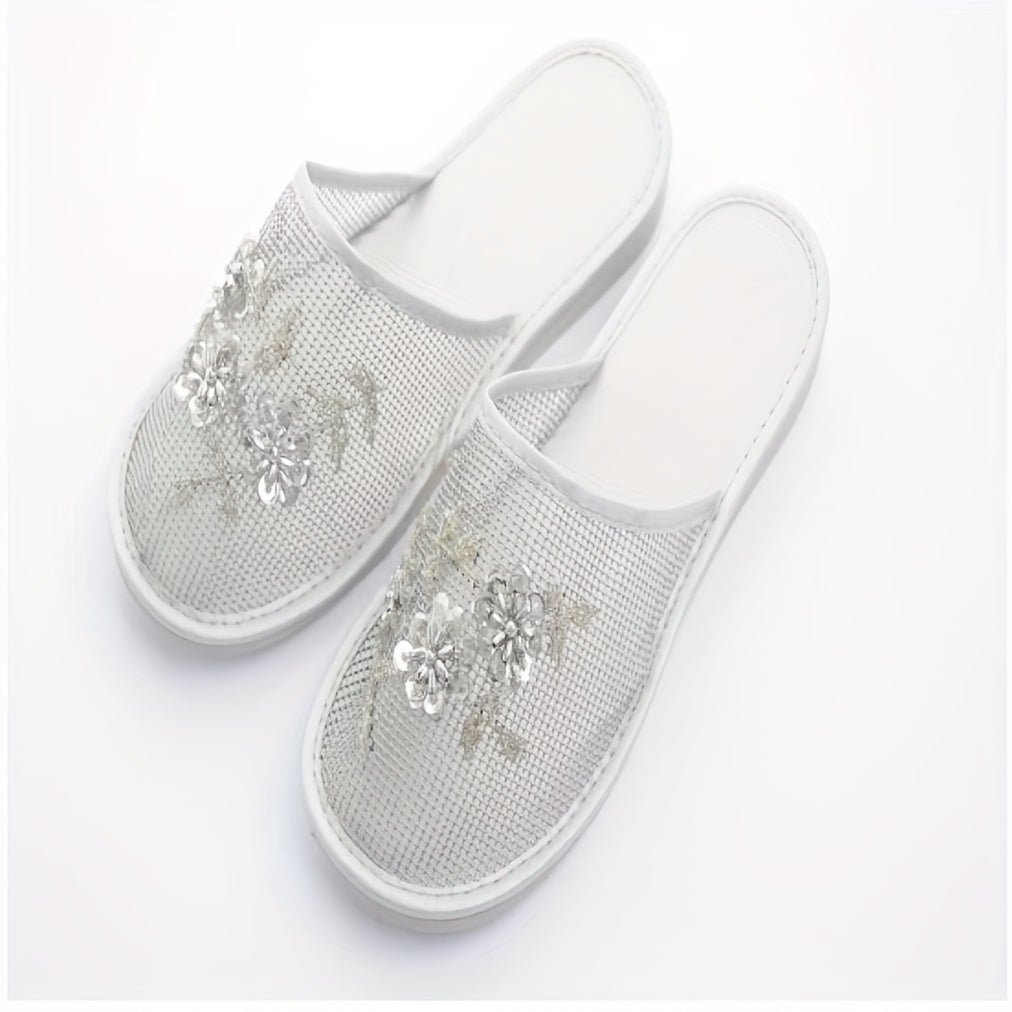 Women's Black Mesh Slide Sandals with Spider Web Pattern Lightweights