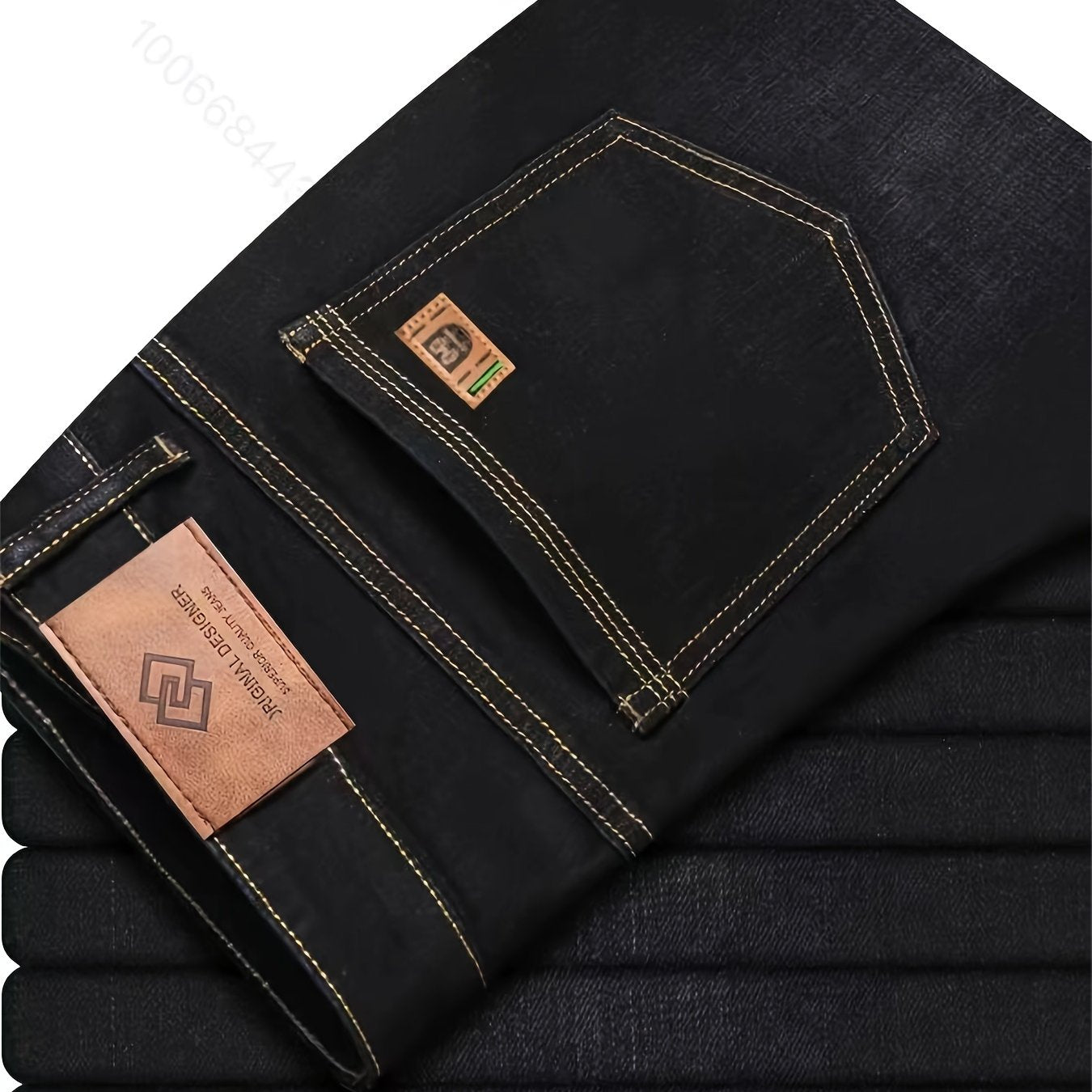 Men's Solid Denim Jeans Casual Cotton Blend Washed Pockets All-Season