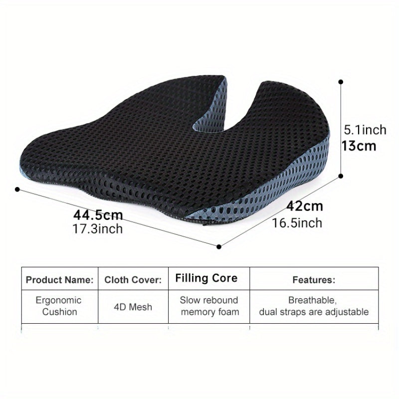 Youth/Women Breathable Memory Foam Car Seat Cushion Black Non-Slip Posture