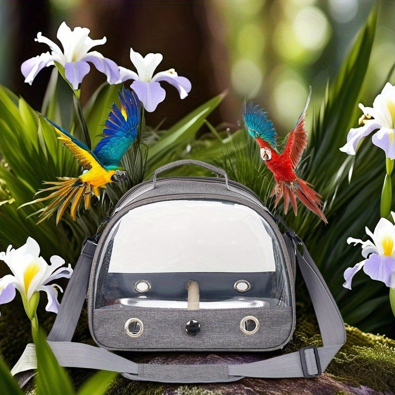 Portable Bird Carrier Bag for Small Pets Pigeons Parrots Oxford Cloth Grey