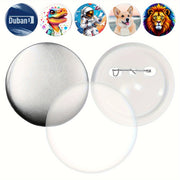 50 Sets of 58mm Round Button Parts for DIY Pin Making Plastic and Tinplate