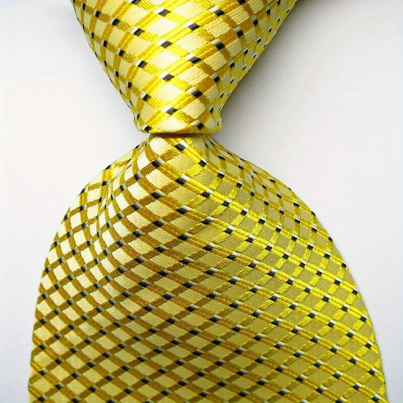 Erkaklar uchun Necktie to'plami Jacquard to'qilgan 9cm Plaid Tie qizil, sariq, ko'k, qora bilan
