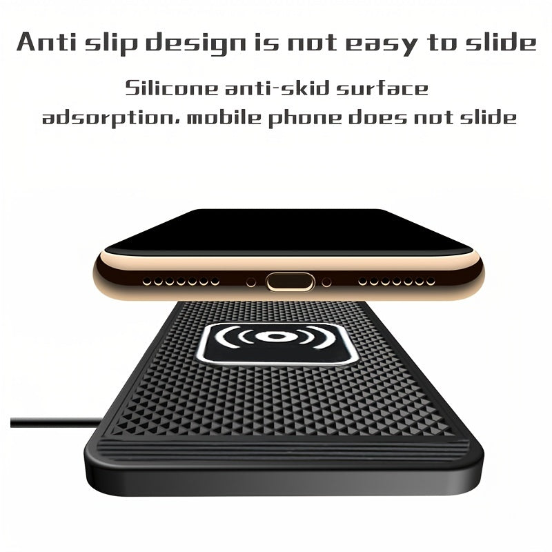 Wireless Car Charger Pad Qi Fast Charging Non Slip Phone Holder for Android iPhone