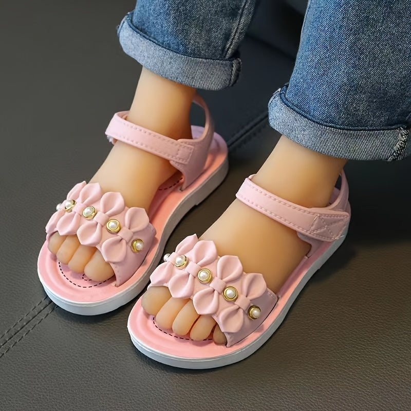 Girls' Summer Sandals Toddler Girls Non-Slip PVC Floral Princess Shoes for Beach and Casual Wear