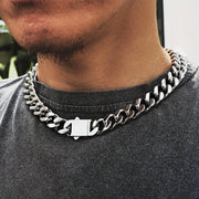 Titanium Steel Cuban Chain Necklace for Men, Non-Fading Glossy Finish, 8-12mm