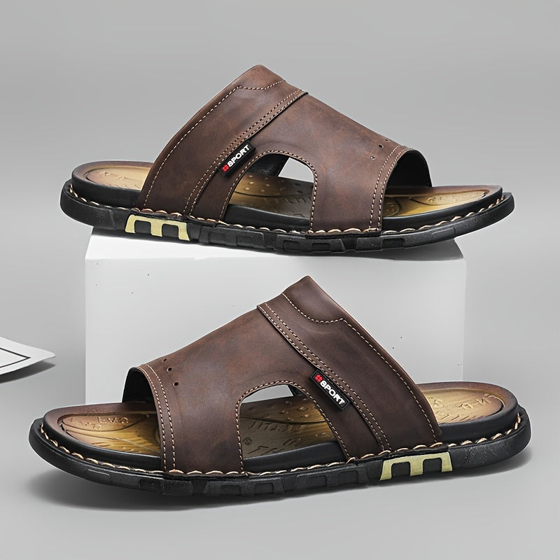 Men's Breathable Microfiber Synthetic Slide Sandals for Summer Beach Wear