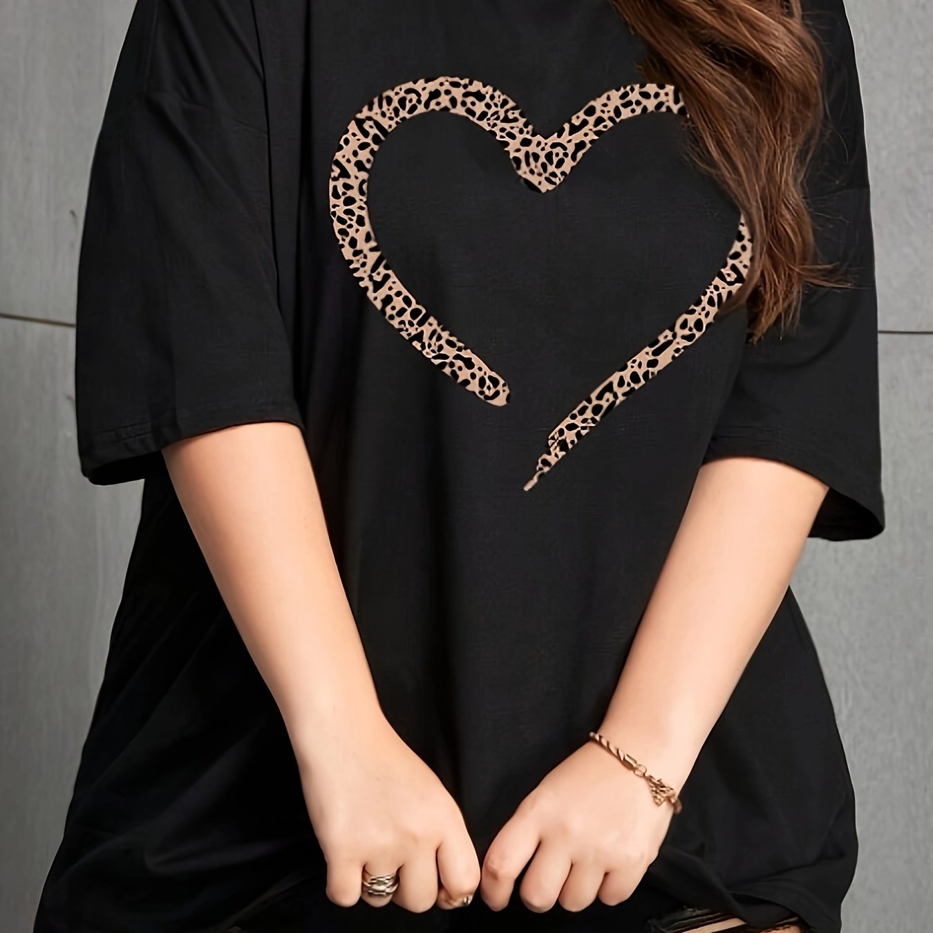 Plus Size Women's Short Sleeve T-Shirt Polyester Knit Casual All Seasons