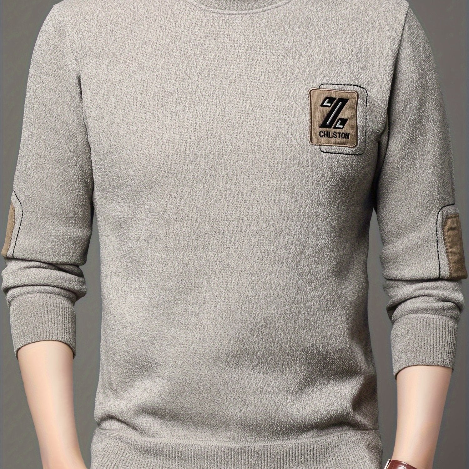 Мужской зимний свитер с круглым вырезом, длинными рукавами, вышитым алфавитным узором, теплый, повседневный