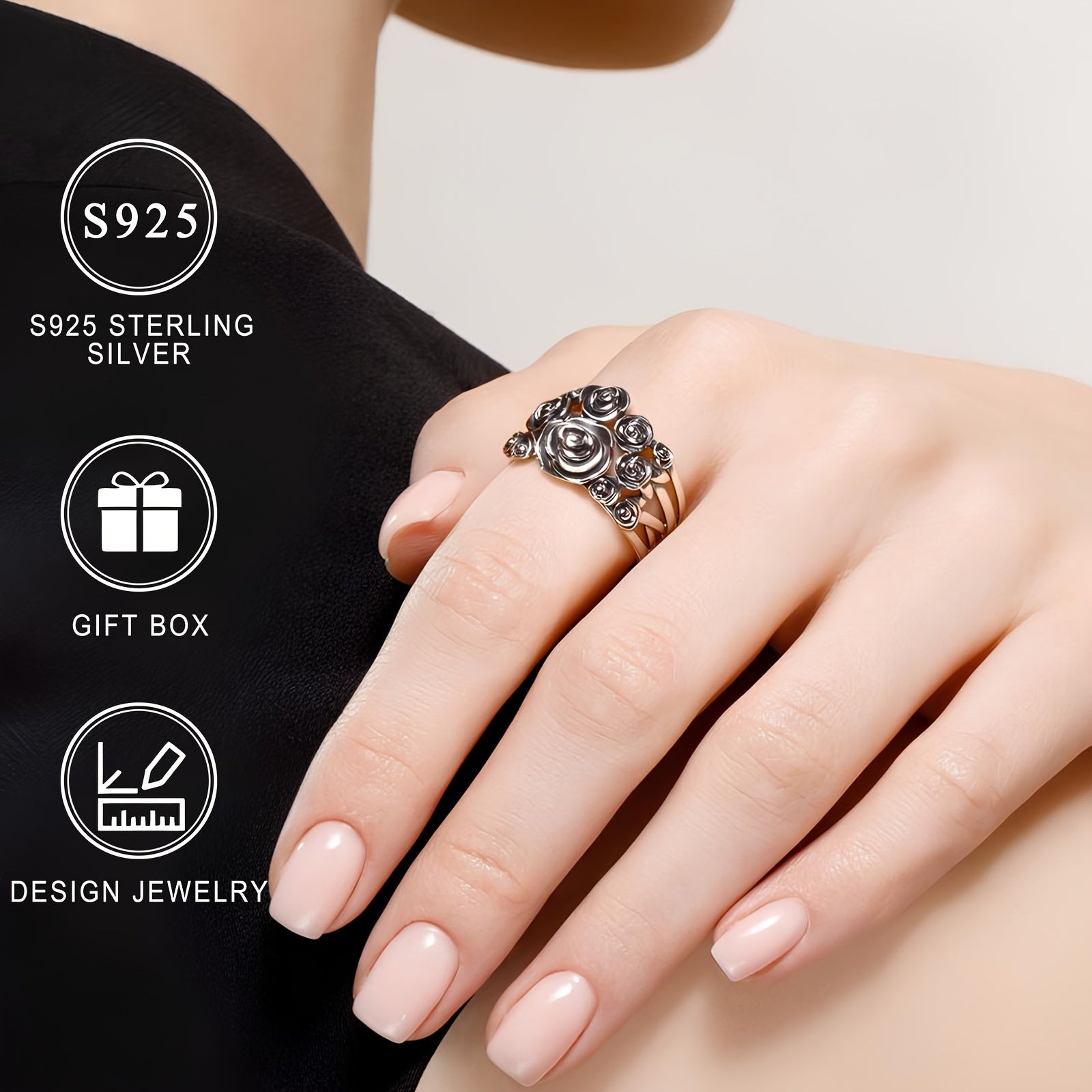 Bo'sh Gul Halqasi: 925 sterling kumushdan yasalgan, vintage Bohem uslubidagi uch o'lchovli gul halqasi, kundalik kiyish yoki maxsus tadbirlar uchun mukammal. Sovg'a qutisi bilan birga keladi, bu esa uni ideal bayram sovg'asiga aylantiradi.