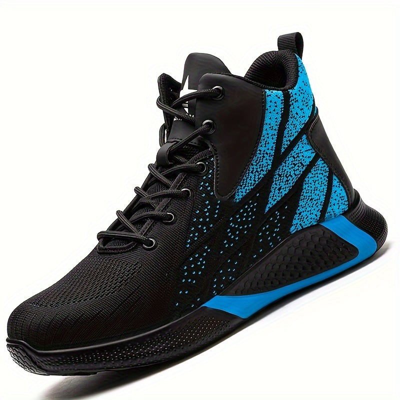 Women’s High-Top Safety Sneakers Breathable Lightweight Puncture Resistant Red Black