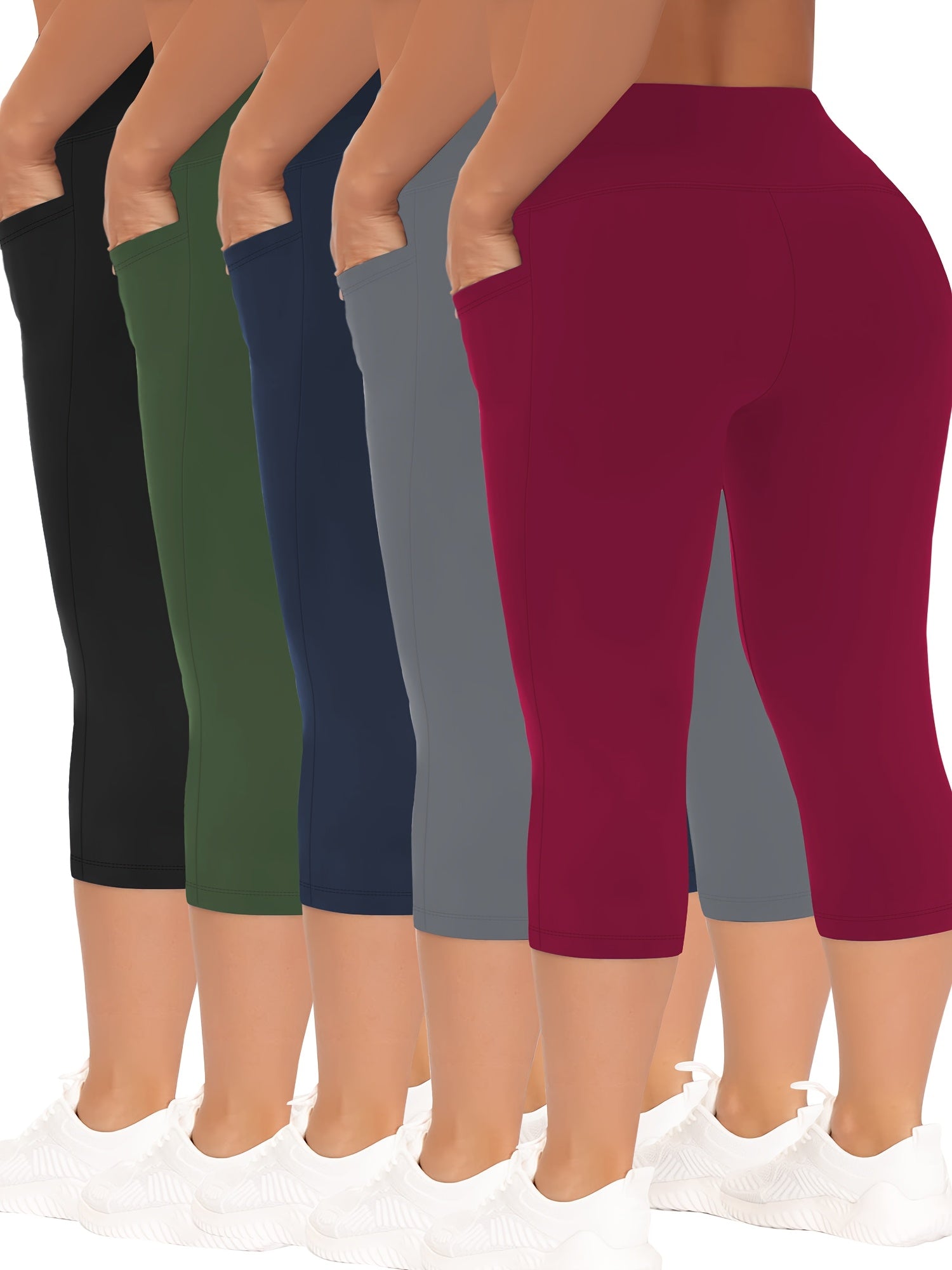 Plus Size High Waist Pocket 7-Compartment Pants for Spring and Summer