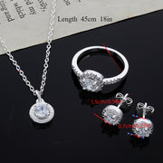 Women's Silver Plated Copper Jewelry Set with Synthetic Zirconia Y2K Style Necklace Ring Earrings for Daily and Festive Wear