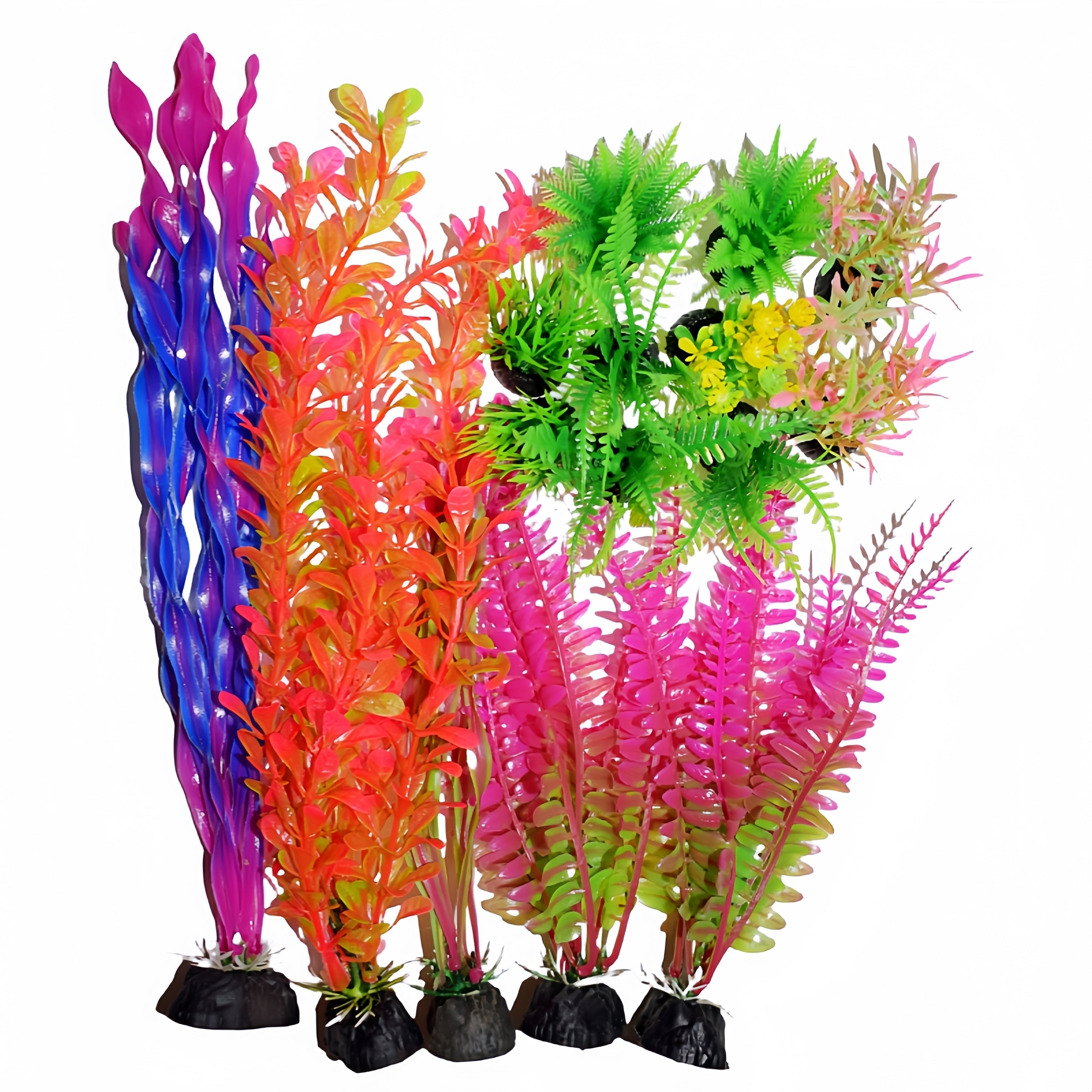 15-Piece Artificial Aquarium Plants Set Non-Toxic PE for Fish Tanks and Aquariums