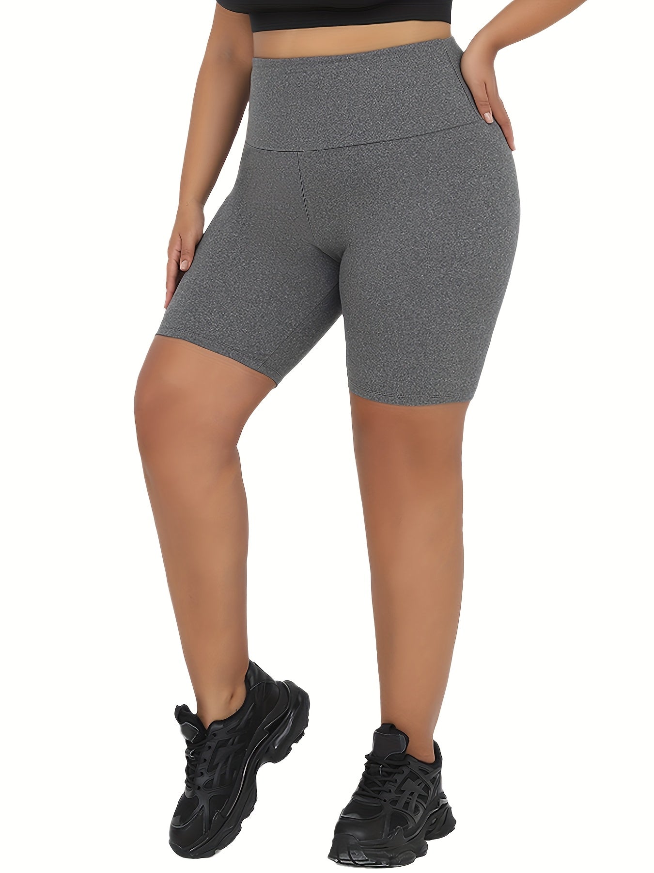 Plus Size Women's High Waisted Biker Shorts Athletic Yoga Running Outdoor