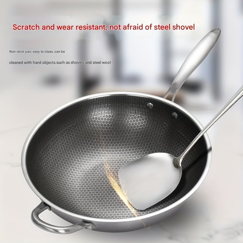 Stainless Steel Wok Non-Stick Coating High-Temperature Rust-Resistant for Stir-Frying