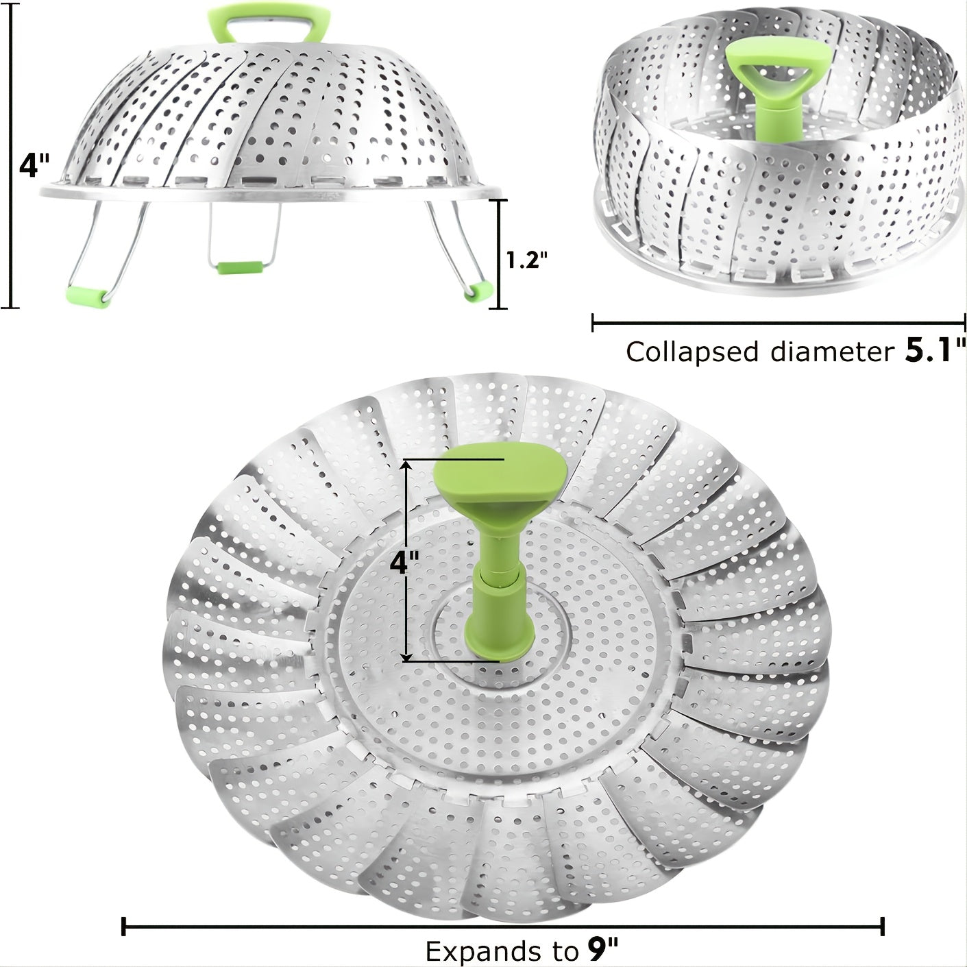 Cesta de vapor de acero inoxidable para verduras para una cocción rápida y fácil