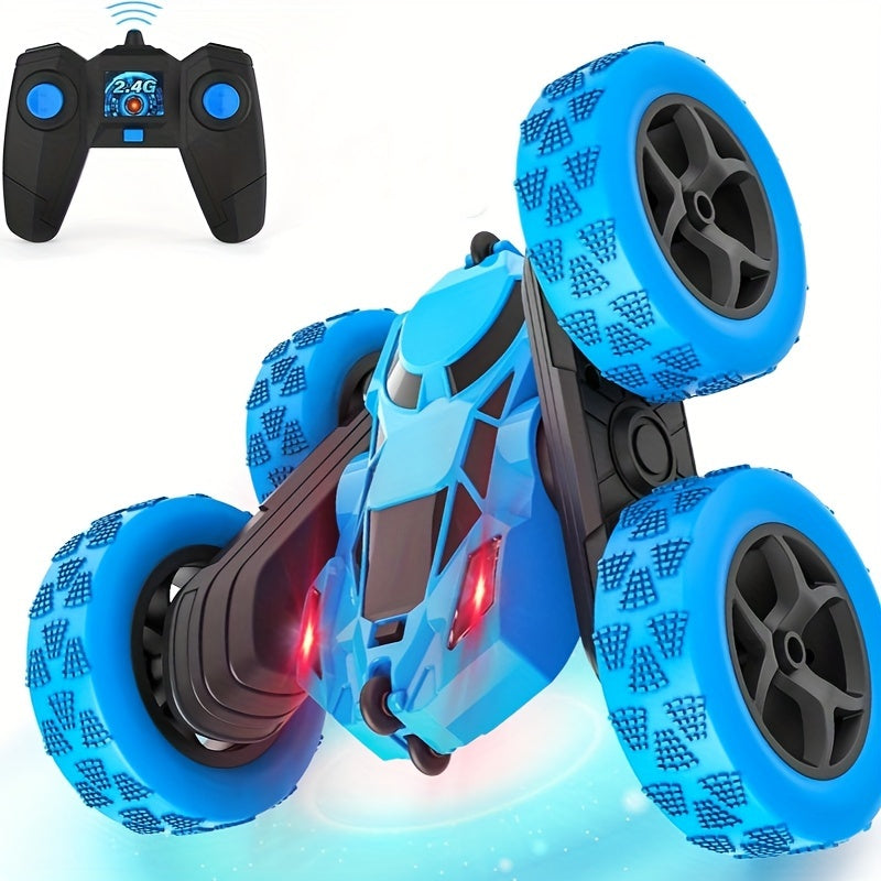 Coche de acrobacias RC para niños de 2.4GHz, rotación de 360°, 4WD, faros LED, batería recargable