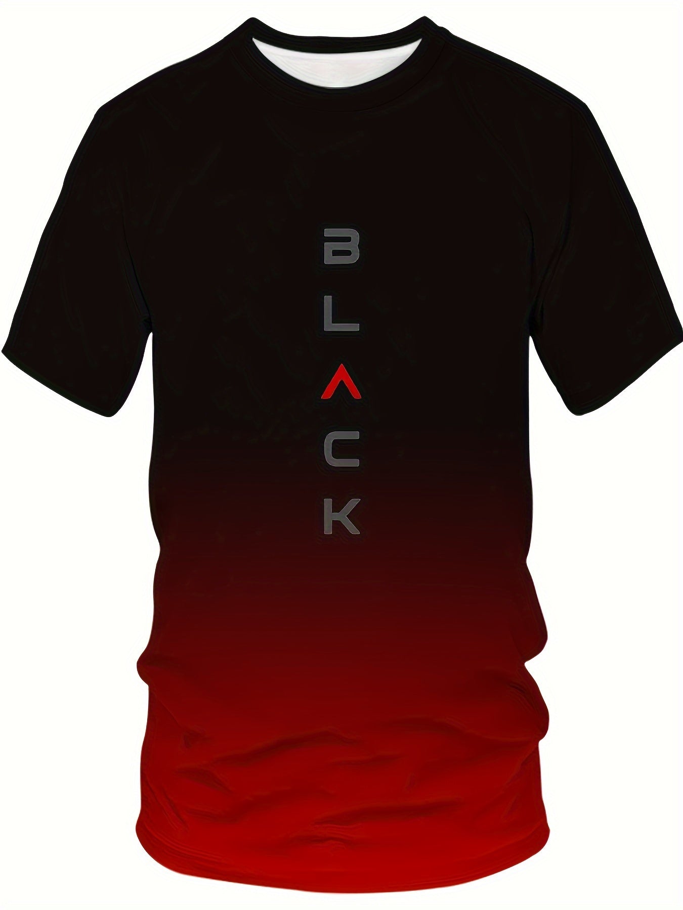 Мужская градиентная черная футболка с графическим принтом, короткий рукав, круглый вырез, полиэстер, эластичный, повседневная, спортивная, уличная одежда