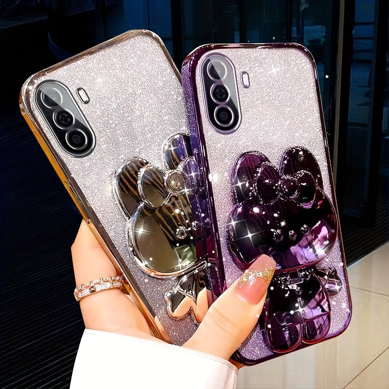 Luxury Gradient Glitter Rabbit Stand Silicone Phone Case for Samsung A Series