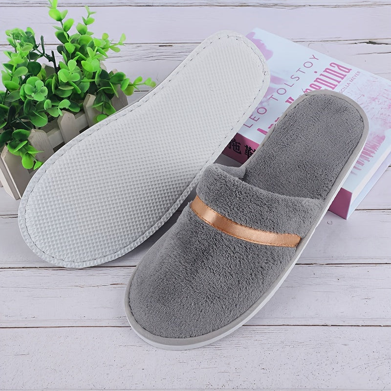 Unisex Coral Fleece Disposable Slippers Thick Warm Non-Slip for Home Travel