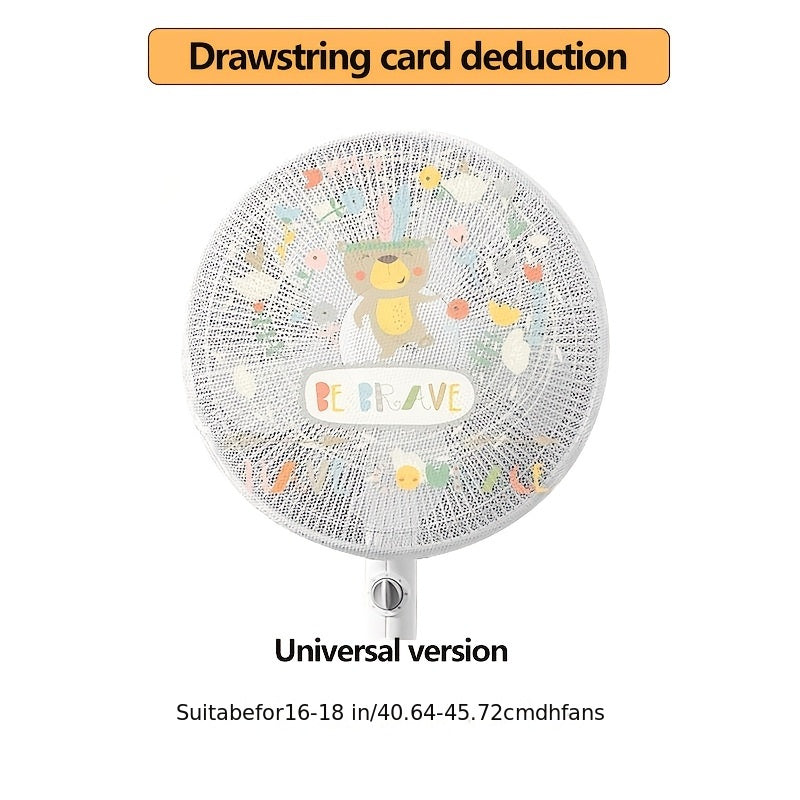 Anti-Pinch Fan Cover Safety Net Protects Hands Black White Accents 70cm