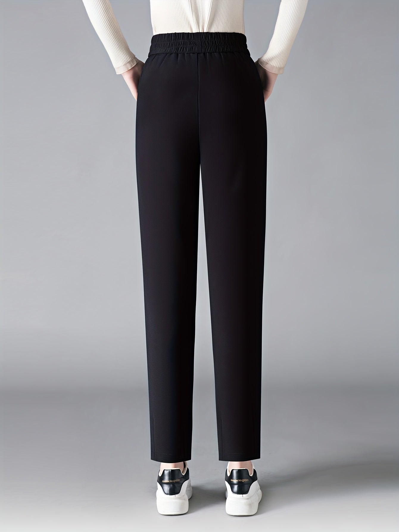 Women's Slimming Plus Size Knit Harem Pants Elastic Waist All-Season