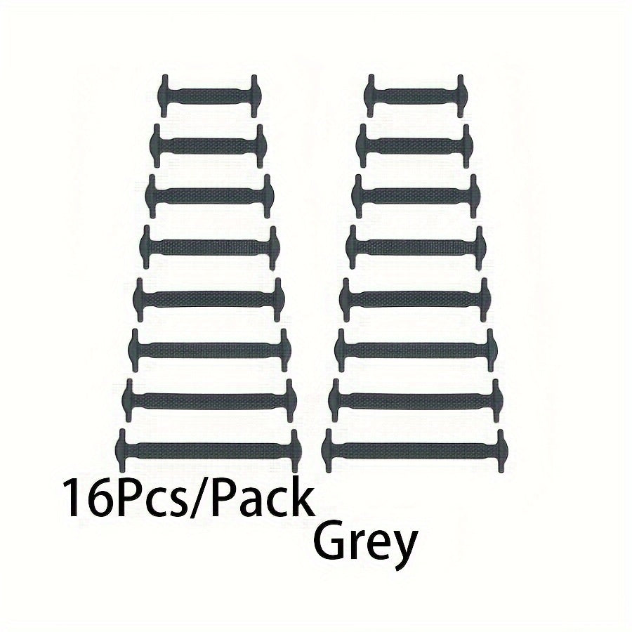 Unisex Elastic Silicone Shoelaces I-Shaped Buckle-Free Casual, Versatile Set of 16