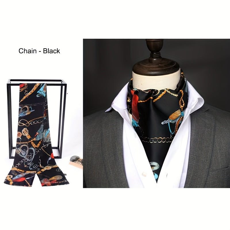 Men's Vintage Twill Scarf with Printed Double Layer for Business and Casual Wear
